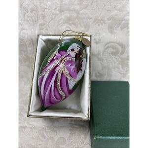 Pier 1 Imports Li Bien 2014 Holy Family Glass Ornament Box Handpainted Peace Joy